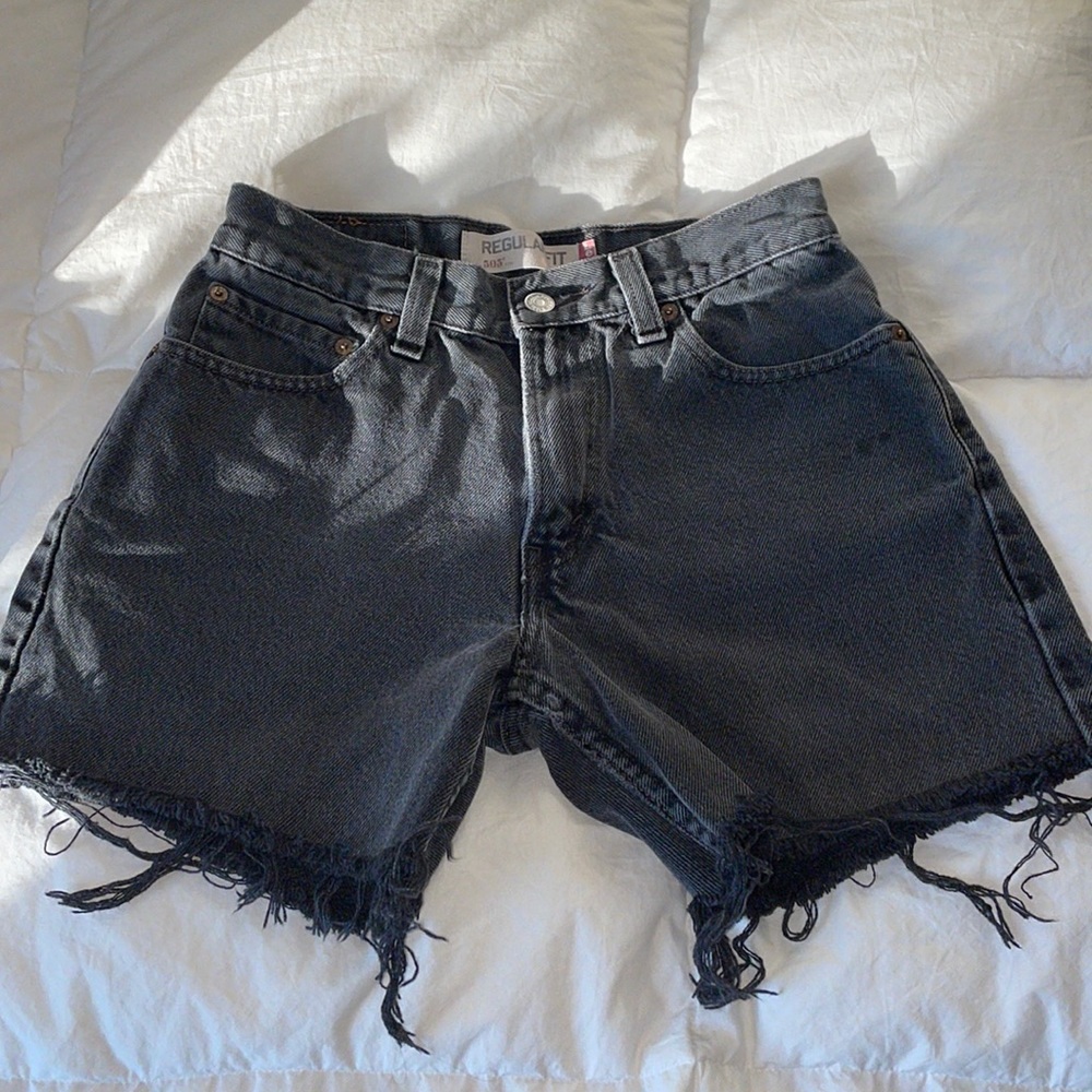 Levi’s 505 Black Distressed Shorts